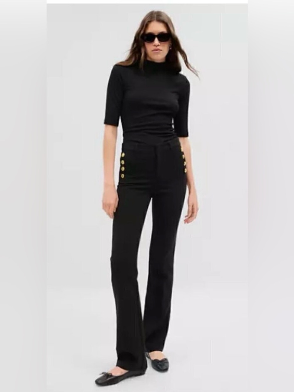 New With Tags GAP Sz 4 Black Sailor Captain Mid Rise Baby Boot Pants Orig $90